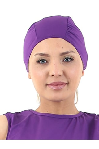 Likralı Kumaş Yüzücü Bone Deniz Ve Havuza Uygun Mor