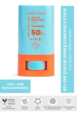 Bade Natural Doğal ve Mineral Filtreli 16 gr 50 Faktör Çocuk Stick Güneş Kremi