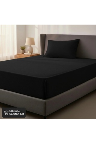 Elegancehome Flanel, Cozy Siyah, Tek Kişilik Lastikli Çarşaf Takımı