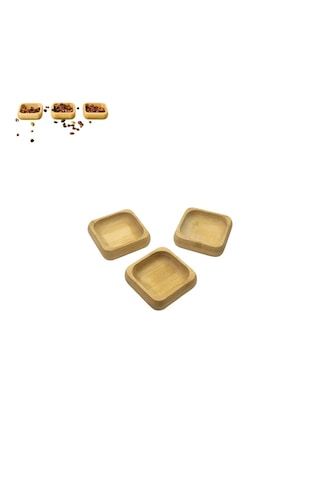 Paras Ticaret 3 Adet Bambu Ahşap Küçük Kase Lokumluk Çerezlik Reçellik Ballık 3lü Set Ebat: 9 Cm X 9 Cm X 2,5 Cm Bambu Ahşap