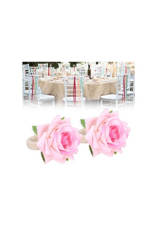 Konesam Pembe Simülasyon Çiçekli Servis Peçete Halka - Modern Minimalist Masa Dekorasyonu, Çift Paket Cjk-6613