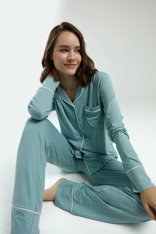 Pierre Cardin Kadın Yeşil Gömlek Pijama Takım Yeşil