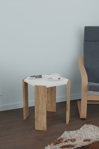 Sekizgen Üçlü Zigon Sehpa Seti Sunta Yan Sehpa Beyaz - A.çam