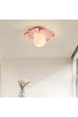 Modern Reçine Çiçeği Küçük Tavan Işık Yeşil Gömme Tavan Lambası, Pembe Diğer