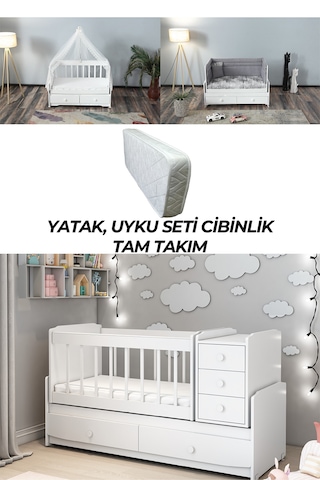 Patiko Ms290 Beyaz Büyüyebilen Beşik Tam Takım Beyaz