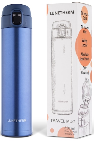 Lunetherm Sızdırmaz Vakumlu Çıft Katmanlı Çelik Termos -Saks Mavi