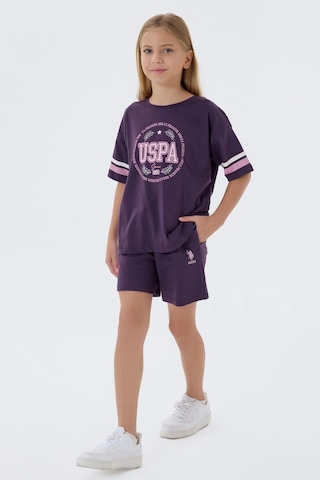 U.s. Polo Assn. Kız Çocuk Mor Şort Takım Mor