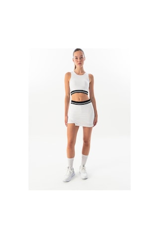 Maraton Slimfit Kadın Bisiklet Yaka Beyaz- Bra Beyaz-