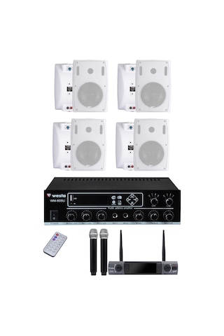 Ws-4wh-dm Kablosuz Mikrofonlu Ses Sistemi 4 Hoparlörlü Amfi Seti - 9016873729611