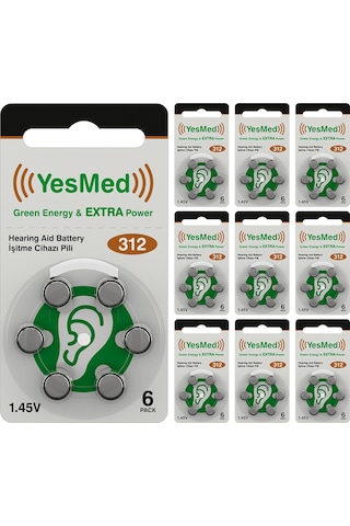 Yesmed Extra Power 312 No Kulak Pili 10paketx6 Adet 60 Adet Pil
