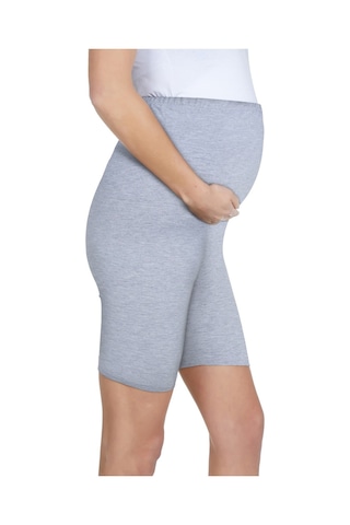Luvmabelly Maternity 8028 Pamuklu Hamile Şort Tayt-gri Melanj