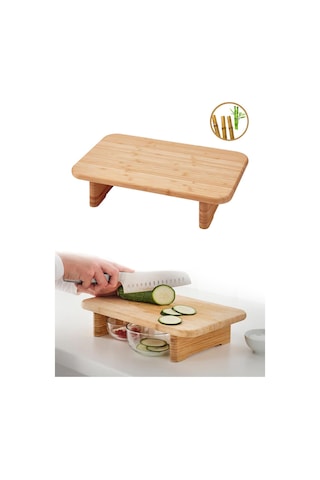 Nishev Stolthet Ayaklı Kesme Tahtası Bambu Sunum Tahtası 35 X 22 Cm Bambu