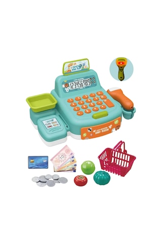 Eğitici Oyuncak Yazar Kasa Seti - Sesli Ve Işıklı, Dijital Ekranlı, Hesap Makineli Market Alışveriş Oyunu 3+ Yaş