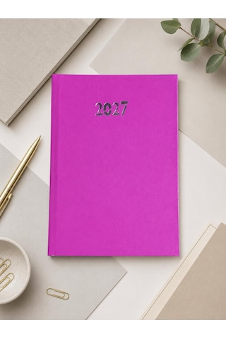 Ofisinn 2027 Cilt Bezli Sert Kapak 17x24 Cm Planlayıcı Günlük Ajanda Pembe