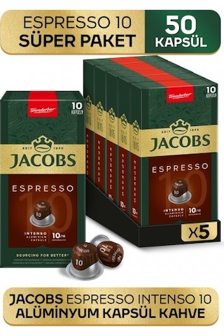Jacobs Espresso 10 Intenso Nespresso Uyumlu Kapsül Kahve 10 Lu X PKT.JACOBS.015 Kapsül Kahve