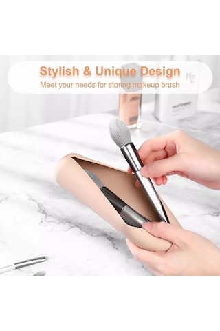 Moveevo 2 Paket Seyahat Makyaj Fırçası Tutucu, Silikon Trend Ve Taşınabilir Kozmetik Yüz Fırçaları Tutucu, Seyahat İçin Yumuşak