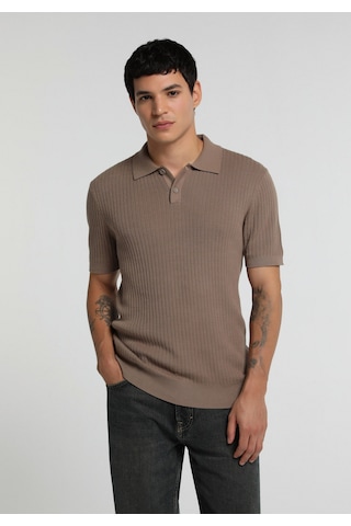 Colin's Colins Regular Fit Polo Yaka Jakarlı Erkek Kahverengi Kısa Kol Kazak Cl1082368 Q1.v2 Tpe Gri