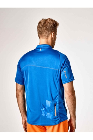 CUBE Motion Kısa Kollu Jersey Bisiklet Tshirt Mavi - Turuncu Çizgili