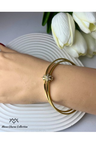 Yıldız Figürlü Zirkon Taşlı Çelik Ajda Charmı / Kolye Ucu Gold