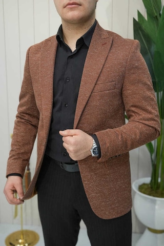 Bys Beystil Sivri Yaka Kırçıllı Açık Kahve Ceket Eylül- Slim Fit A.Kahverengi