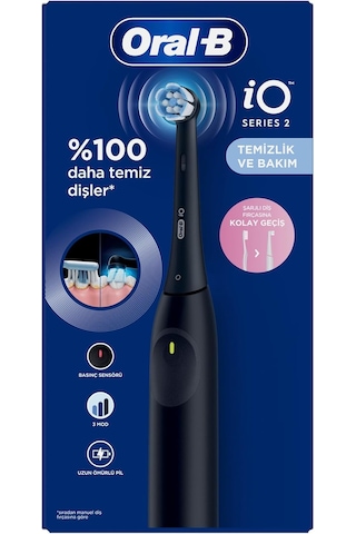İo 2 Şarjlı Diş Fırçası Gece Siyahı + Oral-b İo Gentle Care Siyah Diş Fırçası Yedek Başlığı 4 Adet