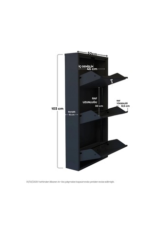 Kilitli 3'lü Metal Ayakkabılık - Siyah