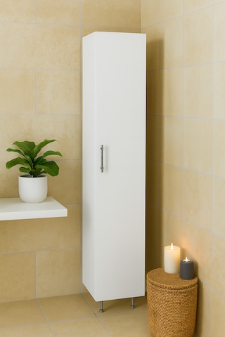 Stillmobilya 170x35cm Mdf Mutfak Banyo Çok Amaçlı Dolap Beyaz