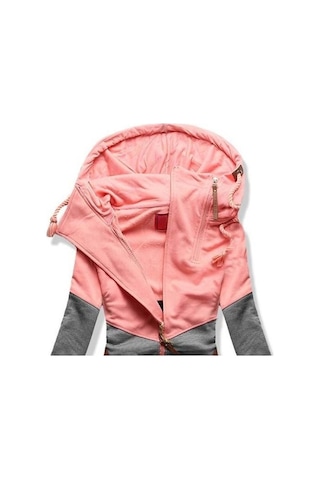 Novahub Bahar Kadın Ceket 2021 Moda Pembe Mavi Kapşonlu Kazak Fermuarlı Kapüşonlu Svetşört Kadın Ter Polerones Lacivert Lacivert