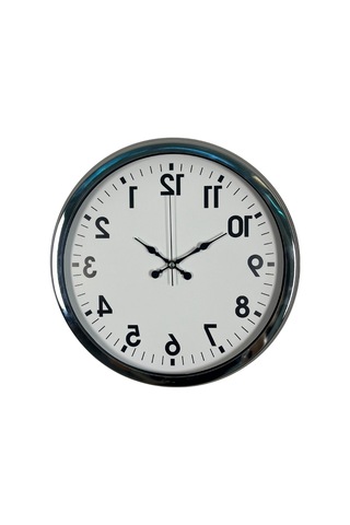 Krom Ters Zaman 40 X 40 Cm Metal Duvar Saati Diğer