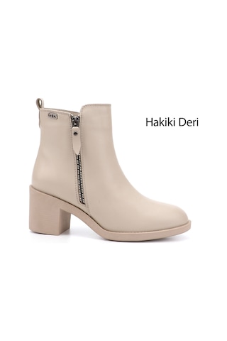 Gönderi R Kadın Bej Fermuarlı Kalın Topuklu Hakiki Deri Bot Gkzb13453427 Bej