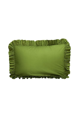 Fırfırlı Yastık Kılıfı Tek Kişilik 50x70 Cm 1 Adet %100 Doğal Pamuk 18 Farklı Renk Seçeneği Canlı Yeşil