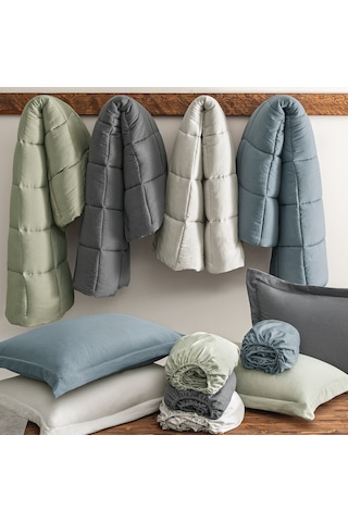 Puffy Mabel Çift Kişilik Comfort Uyku Seti - Antrasit Gri