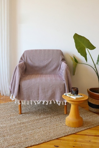 Bordo Pamuklu Tekli Koltuk Berjer Örtüsü, Şalı 150x170cm Bordo