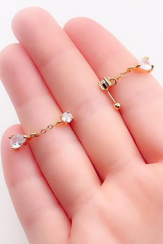 Lexroo Taşlı Damla Taşlı Sallantılı Tragus Helix Piercing 1adet Çok Renkli