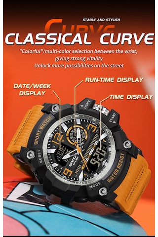 Sanda 33671 Çok İşlevli Erkek Spor Saati Mavi Gri