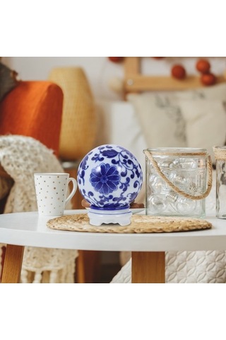 Pazly Şık Mavi-beyaz Porselen Top: Minimalist Ofis-ev Dekorasyonu