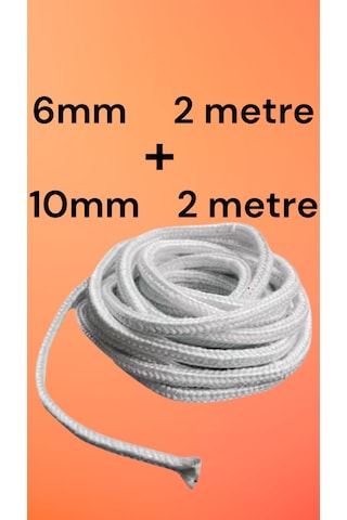 Cam Elyaf/ Fiberglass/ Isıya Dayanıklı Fitil 2+2 Metre 6mm+10mm Soba-şomine Fitili