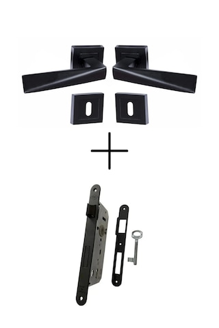 Prizma Siyah Rozetli Kapı Kolu Oda/sessiz 40mm Oda Kapı Kilidi