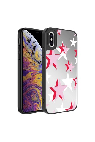 Apple Uyumlu iPhone X Kılıf Aynalı Desenli Kamera Korumalı Parlak Zore Mirror Kapak
