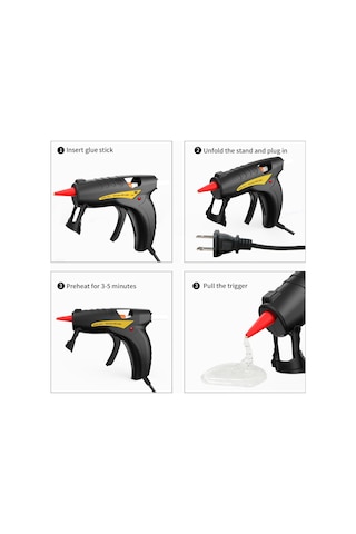 Geeksen Profesyonel 30w Elektrikli Eritme Yapıştırıcı Siyah - 50 Adet 7x200mm Macun Çubuğu İle - Ergonomik, Sabit Sıcaklık, Usb/120v Desteği