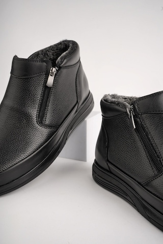 Muggo Davila Garantili Çift Fermuarlı Kürklü Erkek Bot Siyah