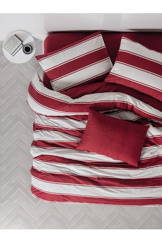 Cozy Home Festive Çift Kişilik Lastikli Çarşaflı Nevresim Takımı Jolly Kırmızı Kırmızı