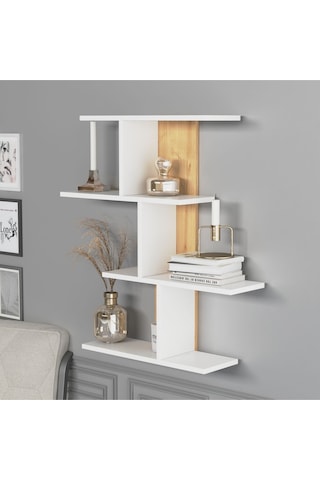Karbon Duvar Rafı Beyaz Meşe