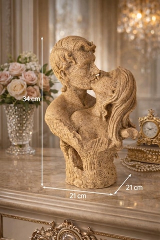 Hdmarketim Romantik Çift Heykeli Polyester Dekoratif Biblo, Teras & Havuz Başı Dekoru