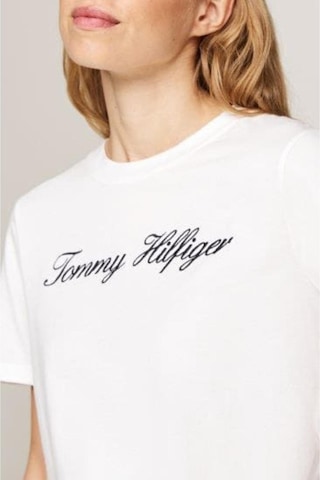 Tommy Hilfiger Kadın Th Script Logo Regular T-shirt - Ekru-10685 White