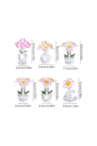 Şeffaf Taban Mini Cam Çiçek Heykeli Süsü Yapay Çiçek Figürin Yıl Dönümü Style 20