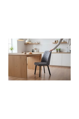Tool Aksesuar T-6024 Carara 70x120 Mdf Kare Gold Açık Gri Sandalye 4 Kişilik Mutfak Masası Takımı