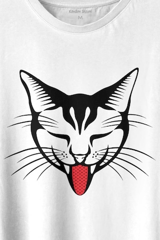 Dilini Çıkaran Sevimli Kedi Cat Music Baskılı Tişört Unisex T-shirt 001