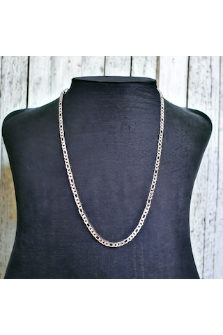 Kesebe Gümüş Renk Zincir Halkalı Unisex Kolye - 53 Cm Çok Renkli