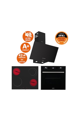 Afm Tech Ve Ferre Elso Sessiz Vitro Elektrikli Siyah D086-SA + MS263 + FM7700 Ankastre Set